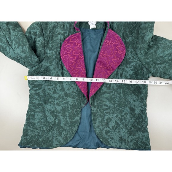 Vintage Ali Miles Quilted Jacket Blazer Women's 8 Teal Green Purple USA Made 90s - Picture 5 of 8